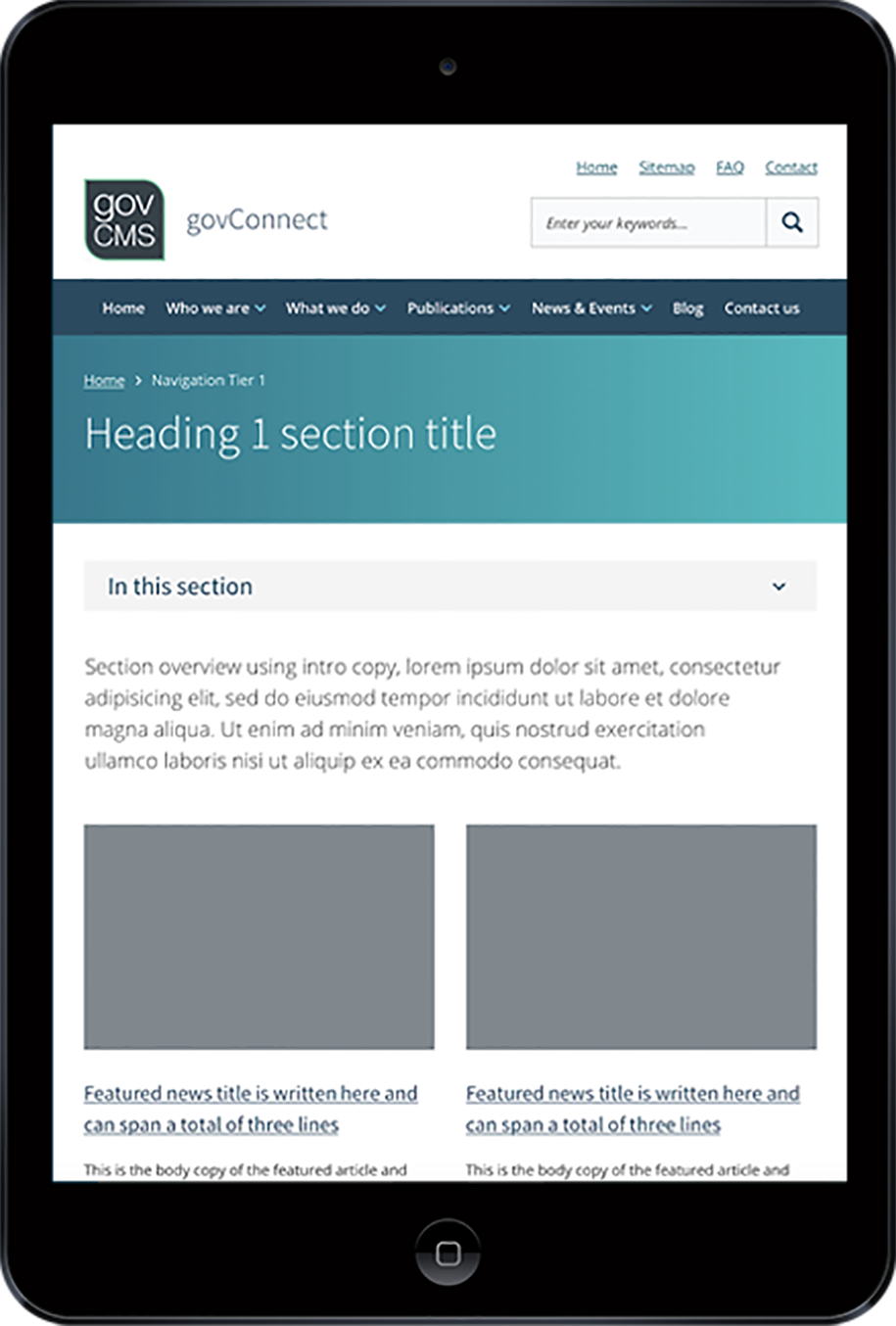 GovCMS - Tablet - Top Fold