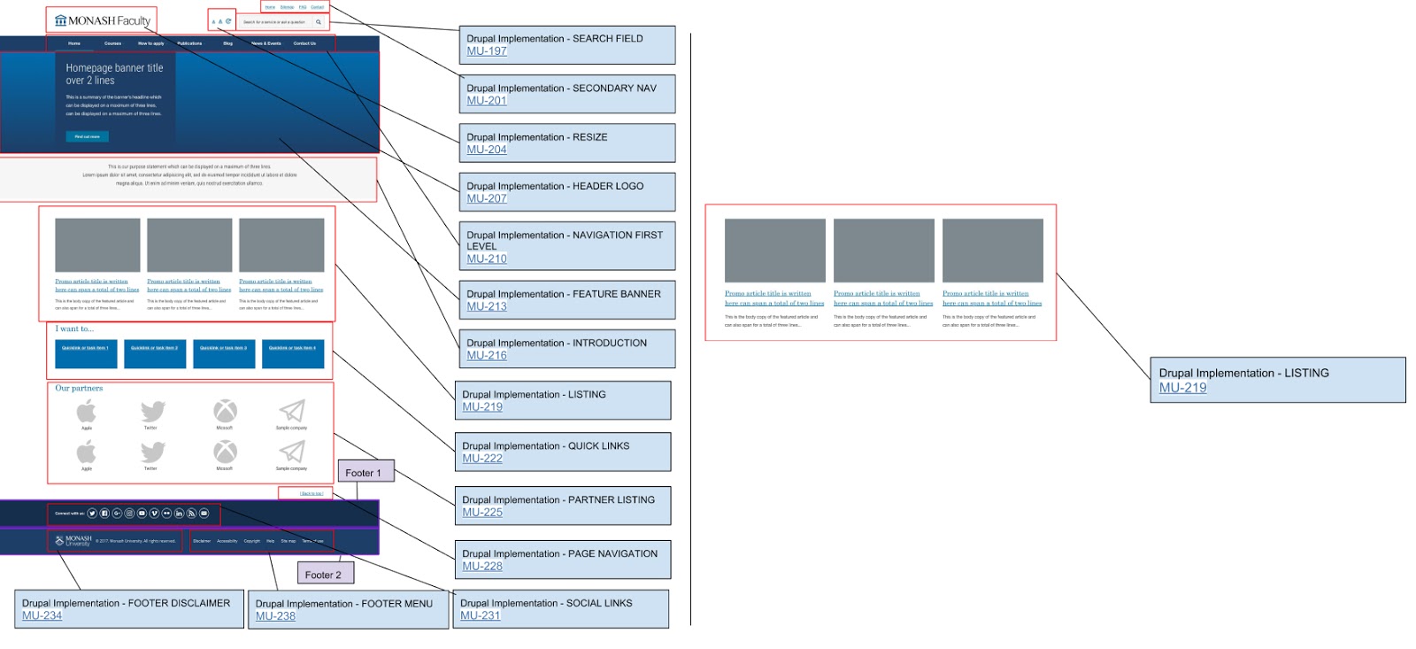 Showing components with their ticket name, number and link Showing components with their ticket name, number and link