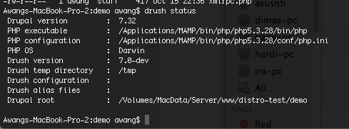 Drush status result Drush status result