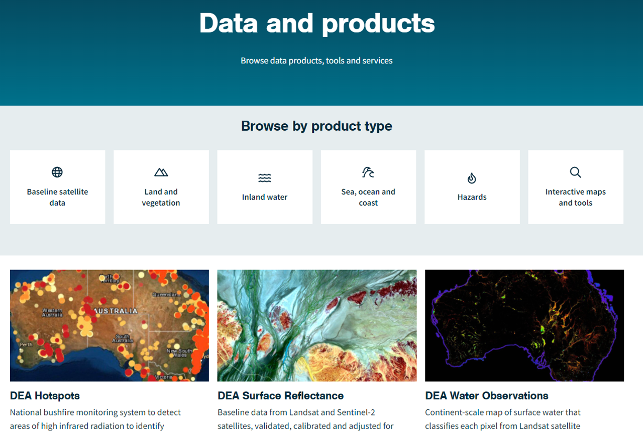SCREENSHOT OF DEA DATA PRODUCTS CATALOGUE SCREENSHOT OF DEA DATA PRODUCTS CATALOGUE