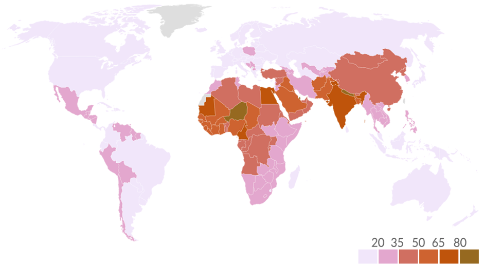 Concentrations of fine particulate matter (PM2.5), 2016