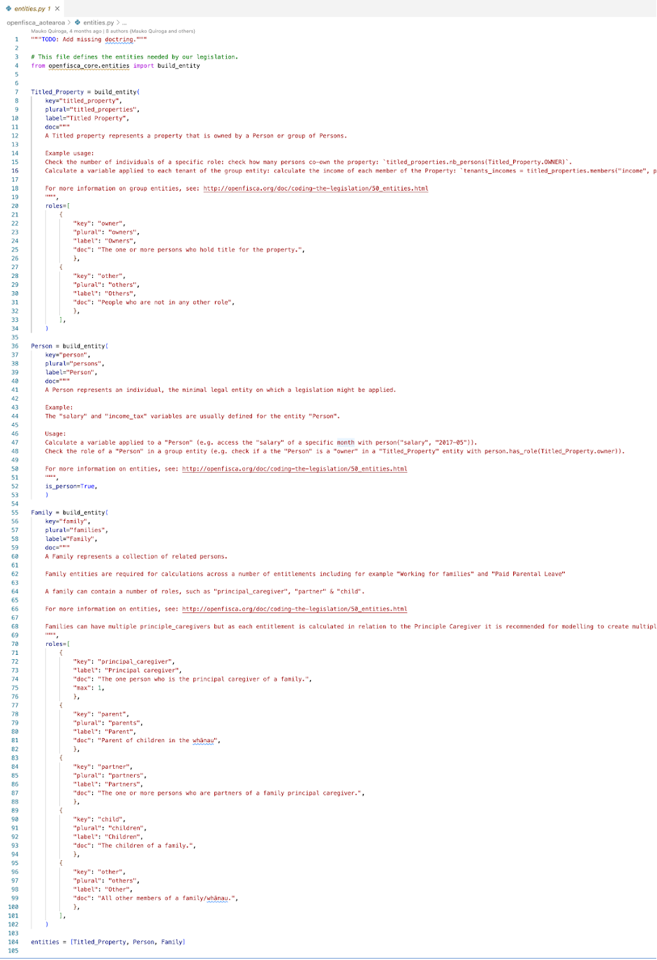 Rules as code methodology - entities