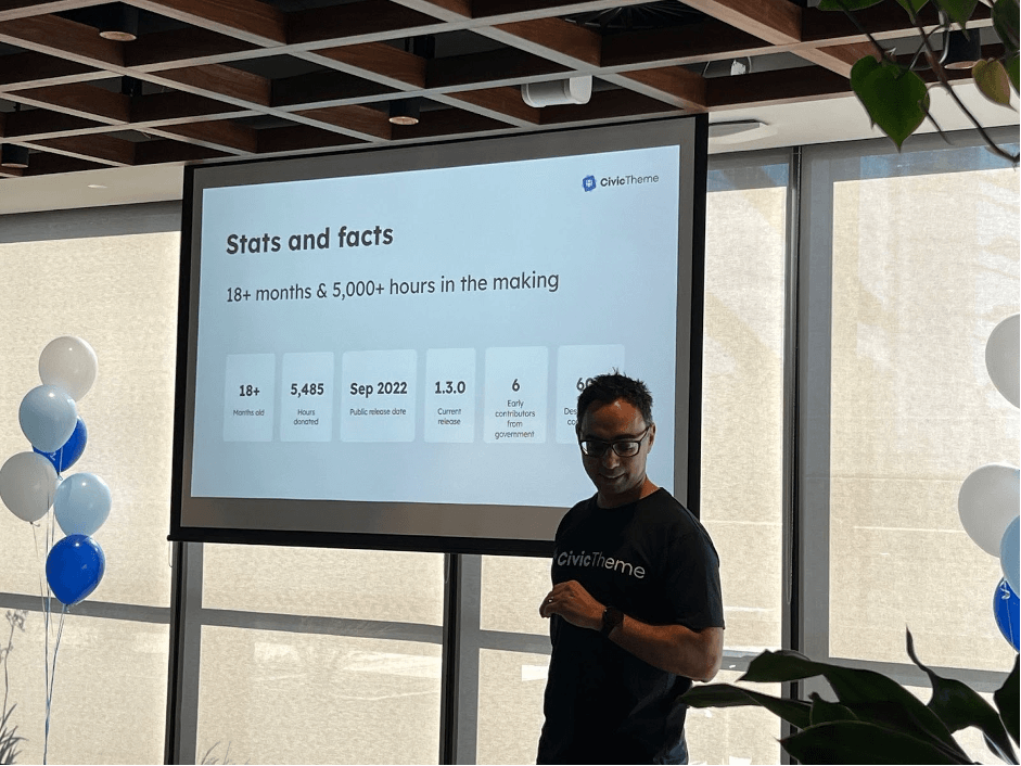 Akhil Bhandari presenting at Drupal 10 launch party and Melbourne December Drupal Meetup