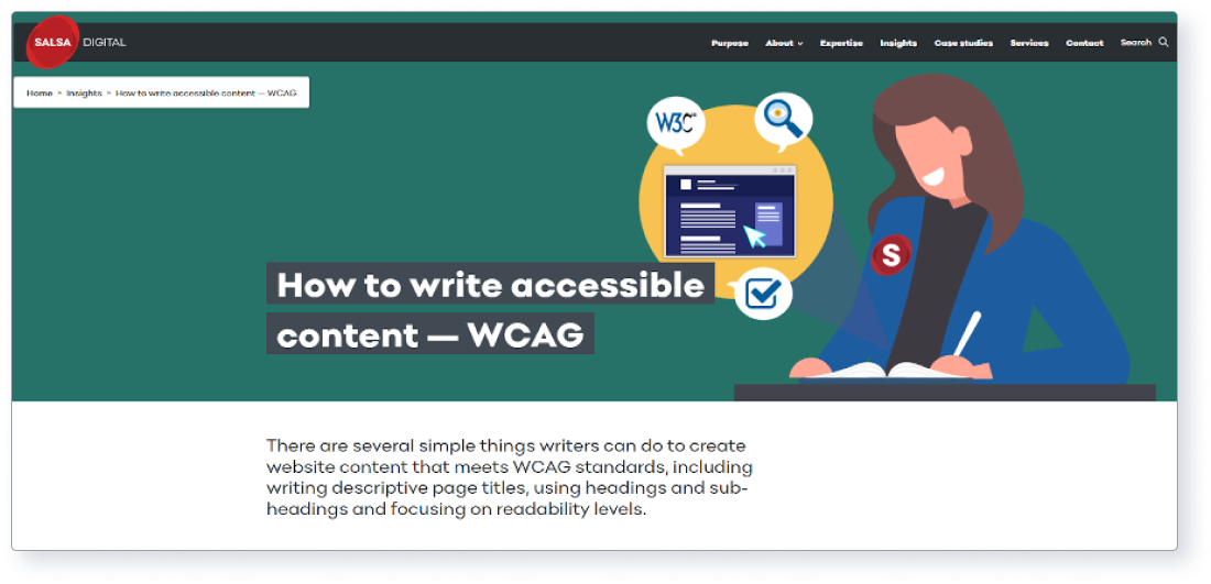 Screenshot of one of our accessibility blogs.