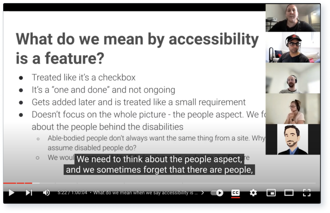 Screenshot of captions being displayed for video content.