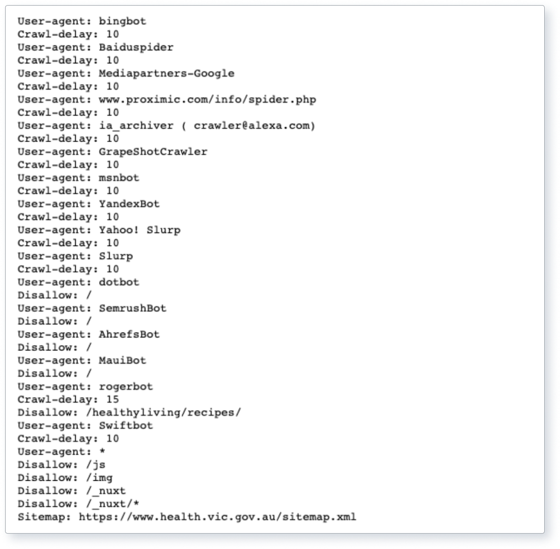 Screenshot of robots.txt.