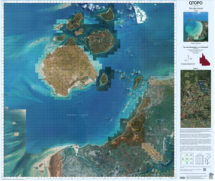 Topographic map of Bamaga in Cape York, Queensland.